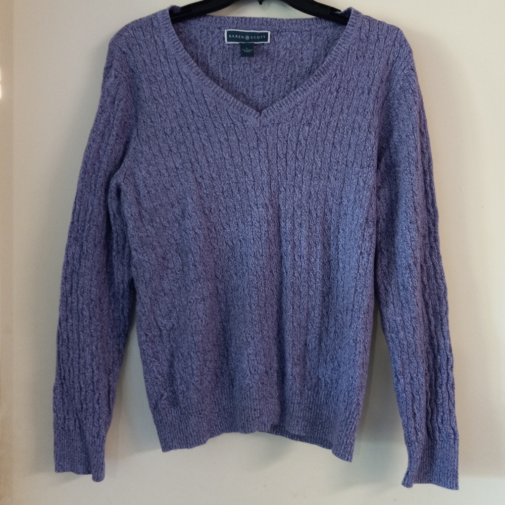 ☆3/$20* Karen Scott V-neck Ribbed Cable Knit Sweater